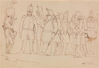 PAUL-JEAN FLANDRIN (Lyon 1811-1902 Paris) Collection of 20 pen and ink caricature drawings.